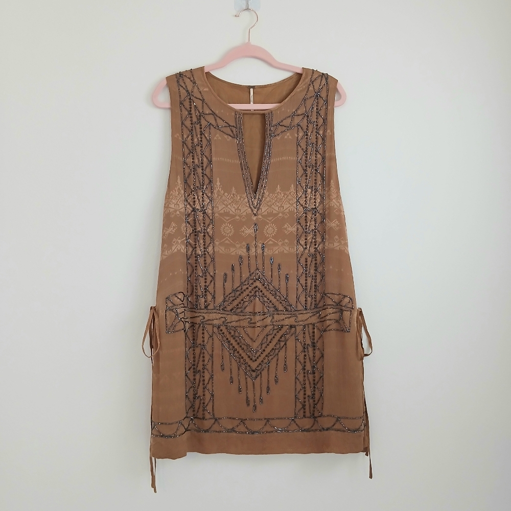 Free People Beaded Embroidered Sleeveless Shift Dress